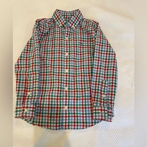 Vineyard Vines Boys Red, Green Button Down Cotton Whale Shirt Size 5 $52